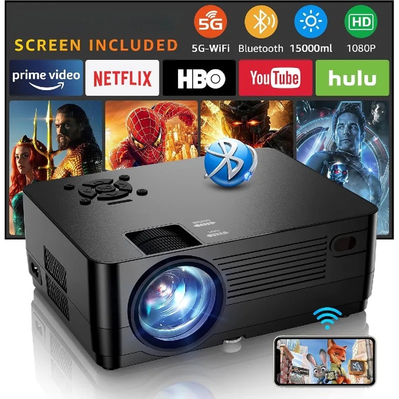Home Cinema Projector Screen - واي فاي 5G، بلوتوث، شاشة أصلية