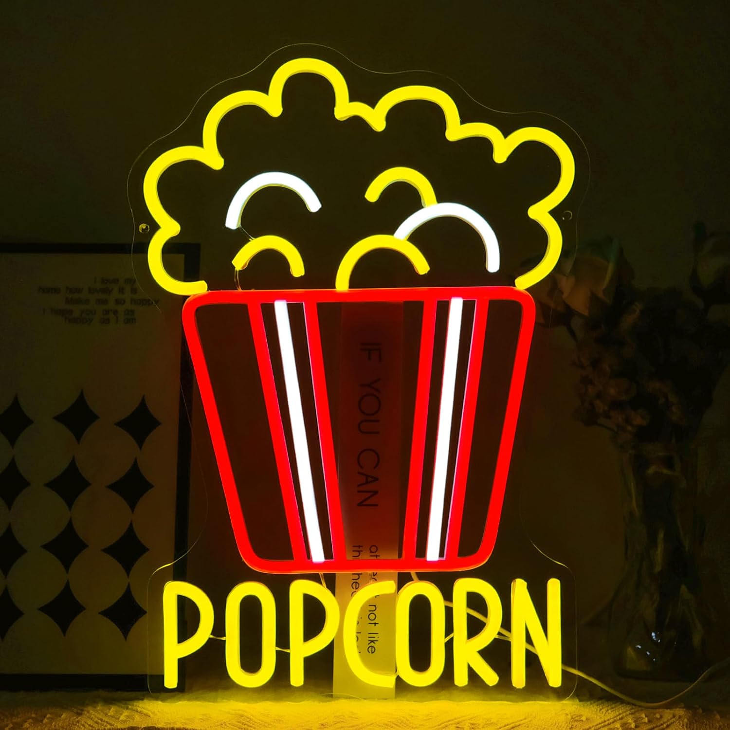 Home Cinema Food - الفشار النيون تسجيل عكس الضوء الغذاء