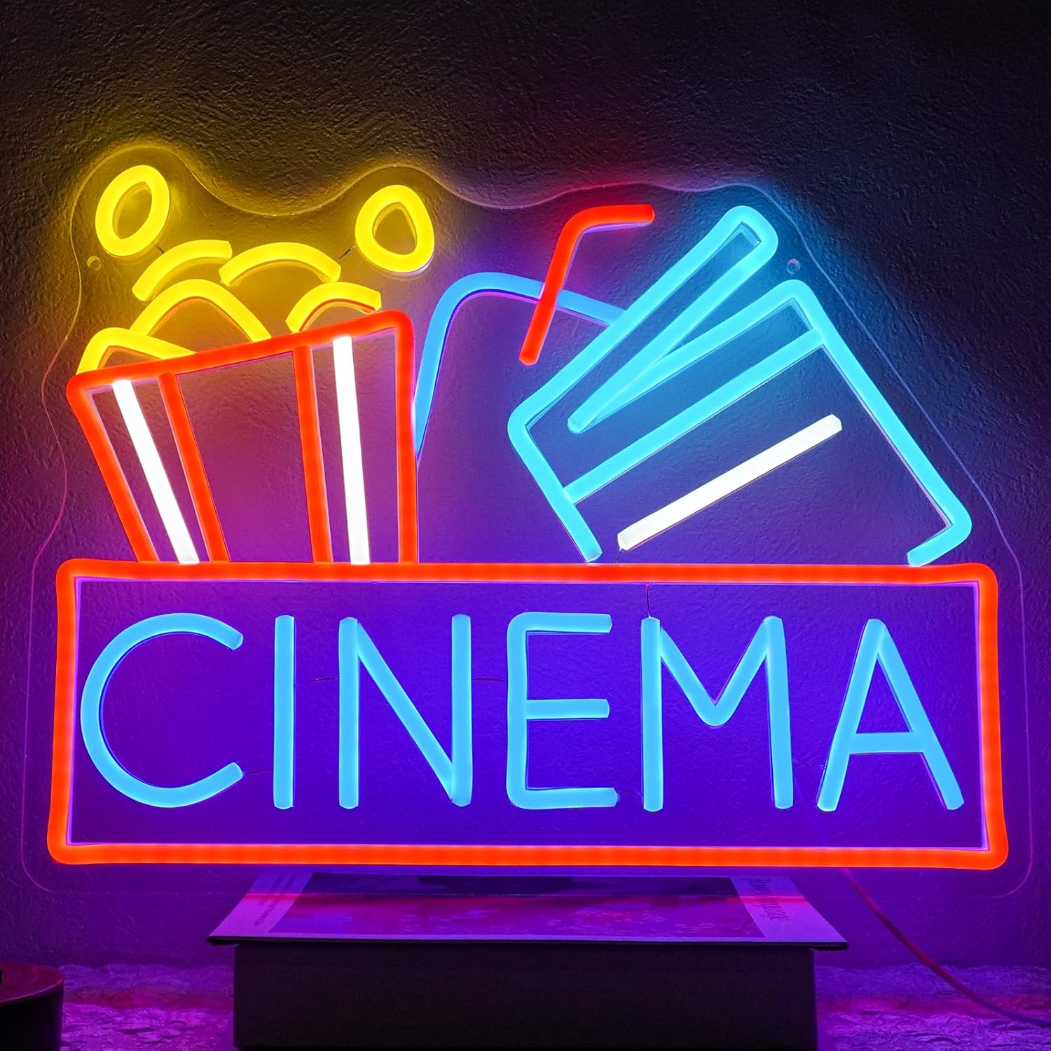 Home Cinema Food - لافتة نيون على شكل الفشار قابلة